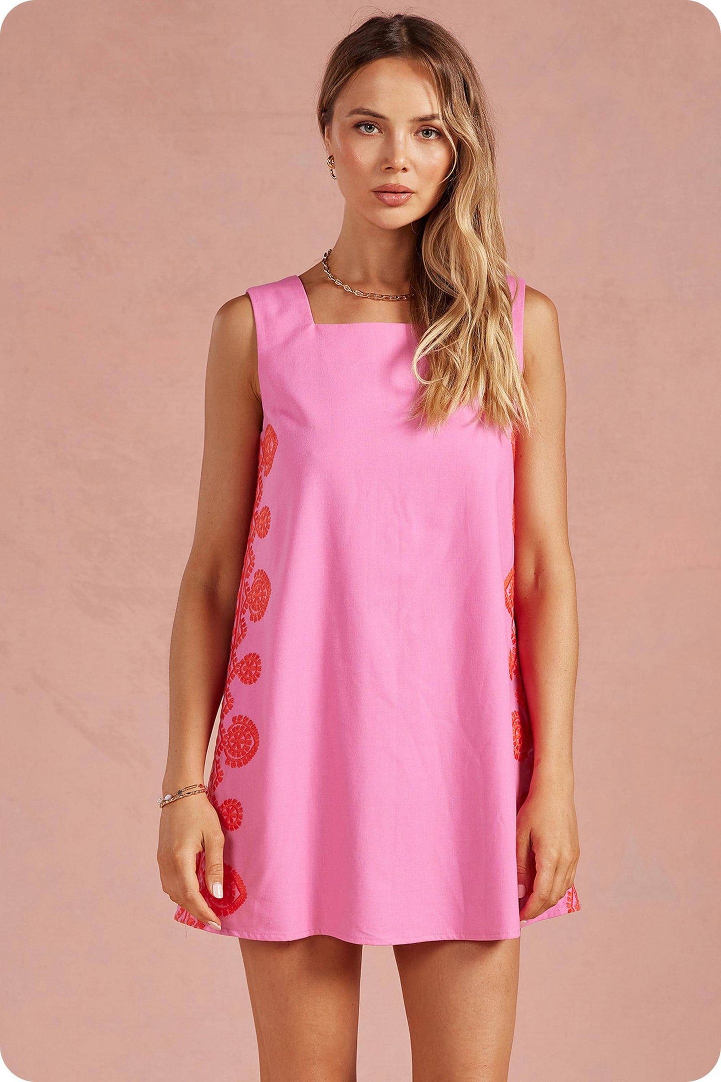 Paloma Medallion Embroidered Shift Dress