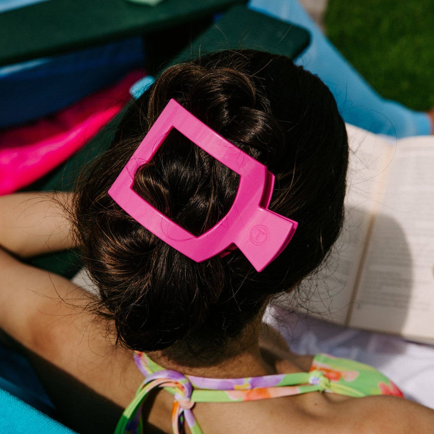 Flat Square Hair Clip | Large | Tropical Punch