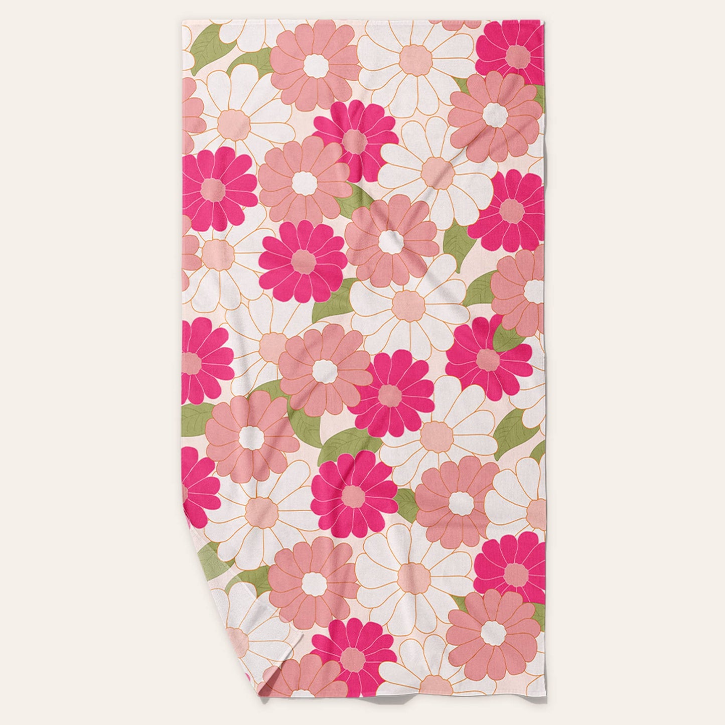XL Quick-Dry Beach Towel-Daisy Craze Hot Pink