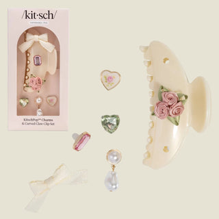 Kitsch hair accessories set with packaging on a white background