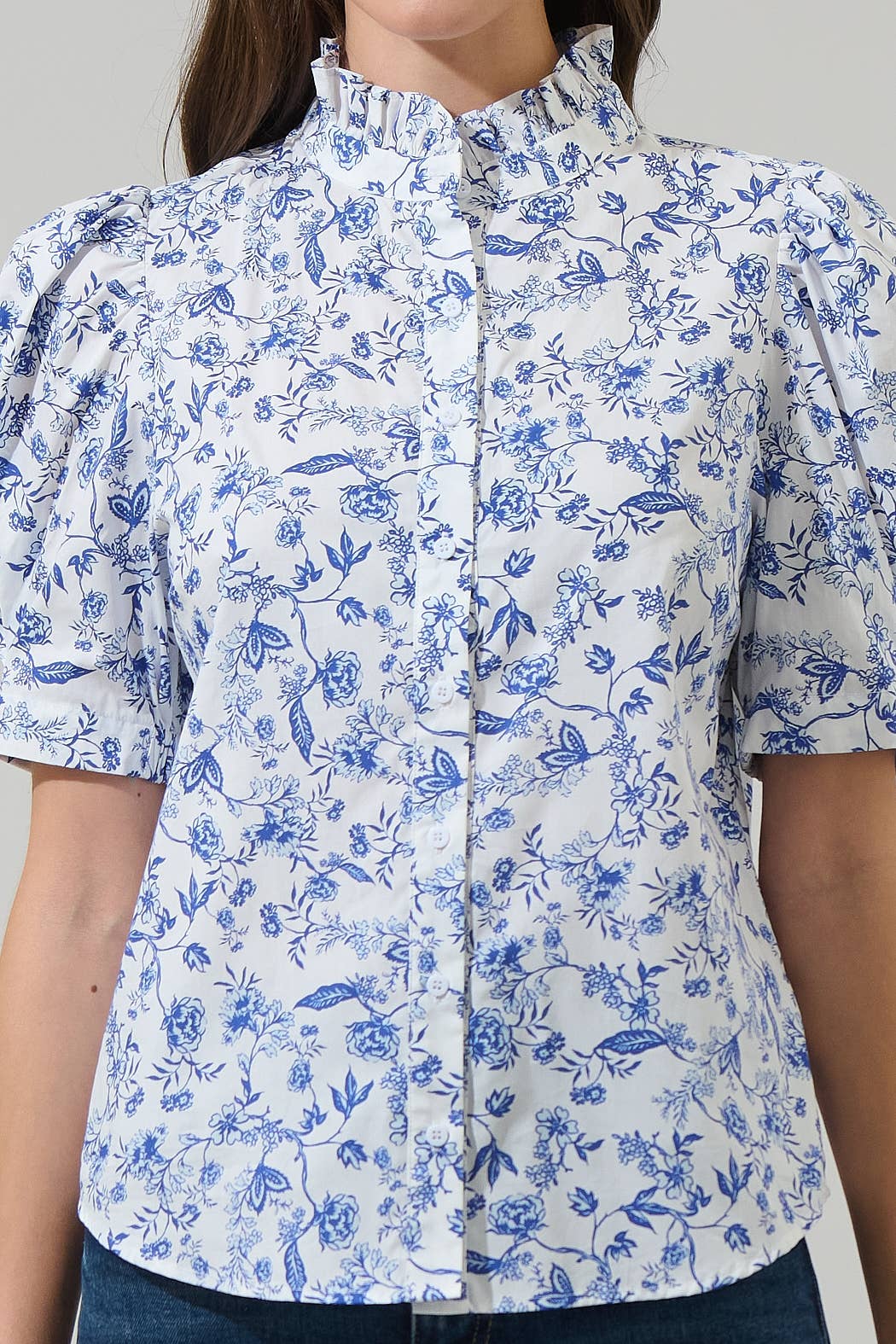 Charlotte Blue Toile Blouse