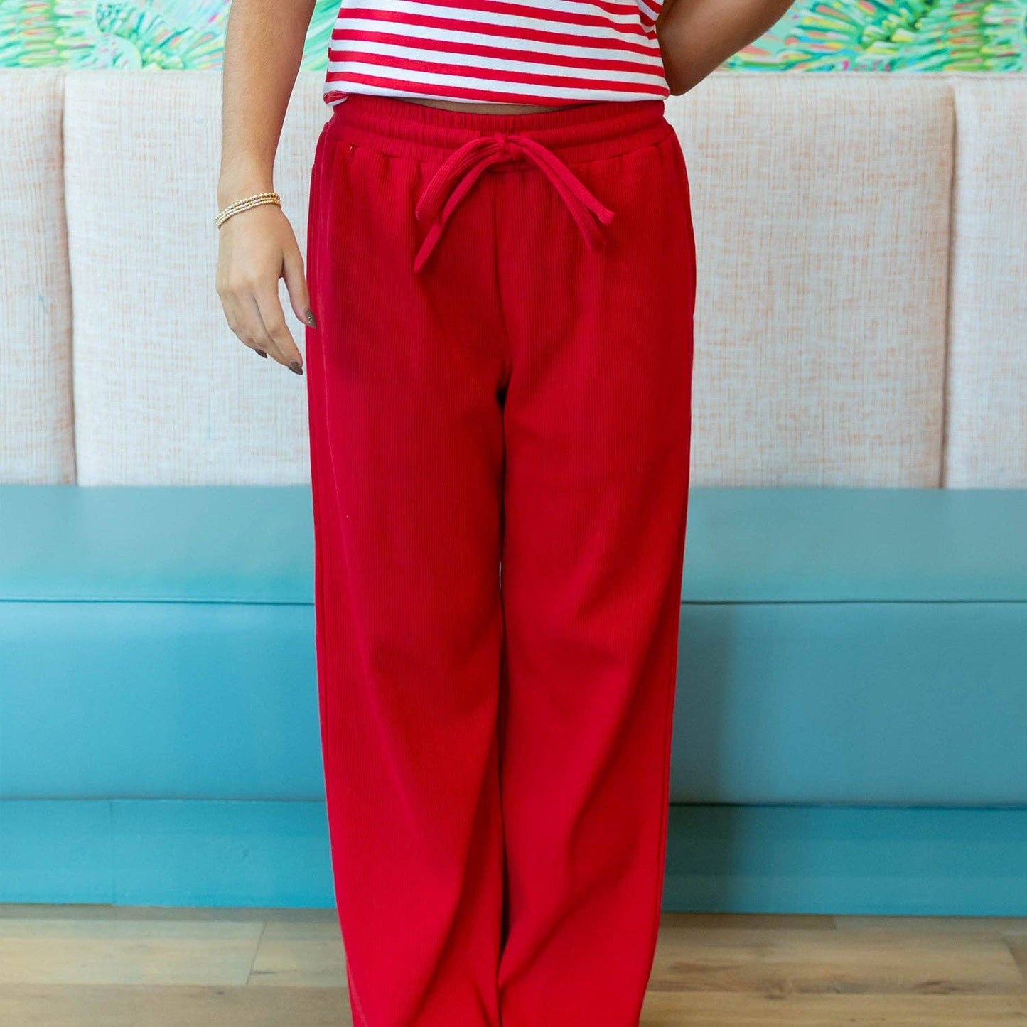 Lulu Mac - WAFFLE PANT-RED
