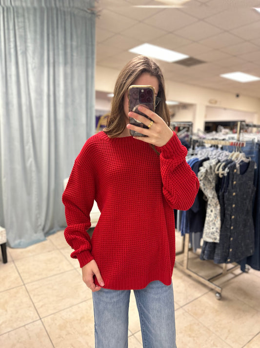Cozy Days Waffle Knit Sweater