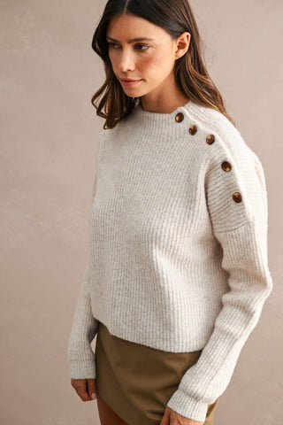 Hartley Button Shoulder Cropped Knit Sweater