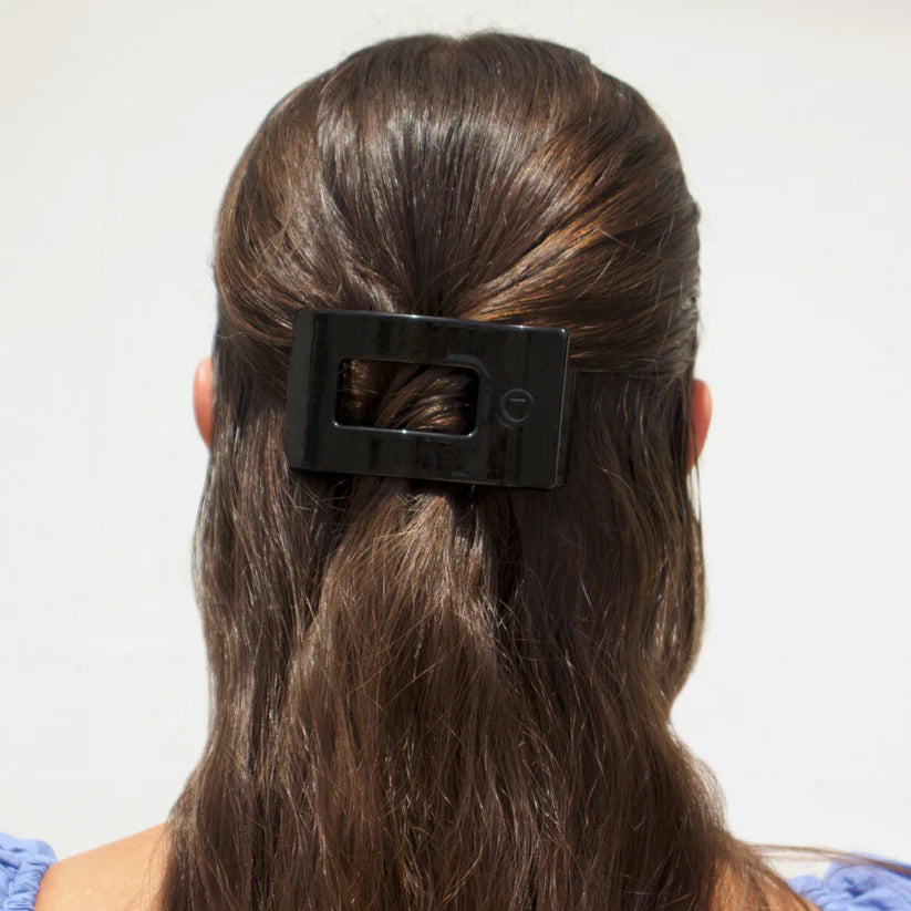 Flat Rectangle Hair Clip - Large - Jet Black