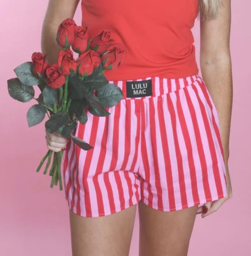 LULU MAC PINK/RED - STRIPE BOXER SHORT