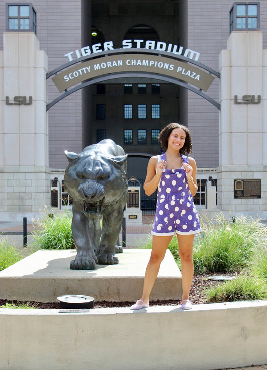 Lila Gameday Polka Dot Romper
