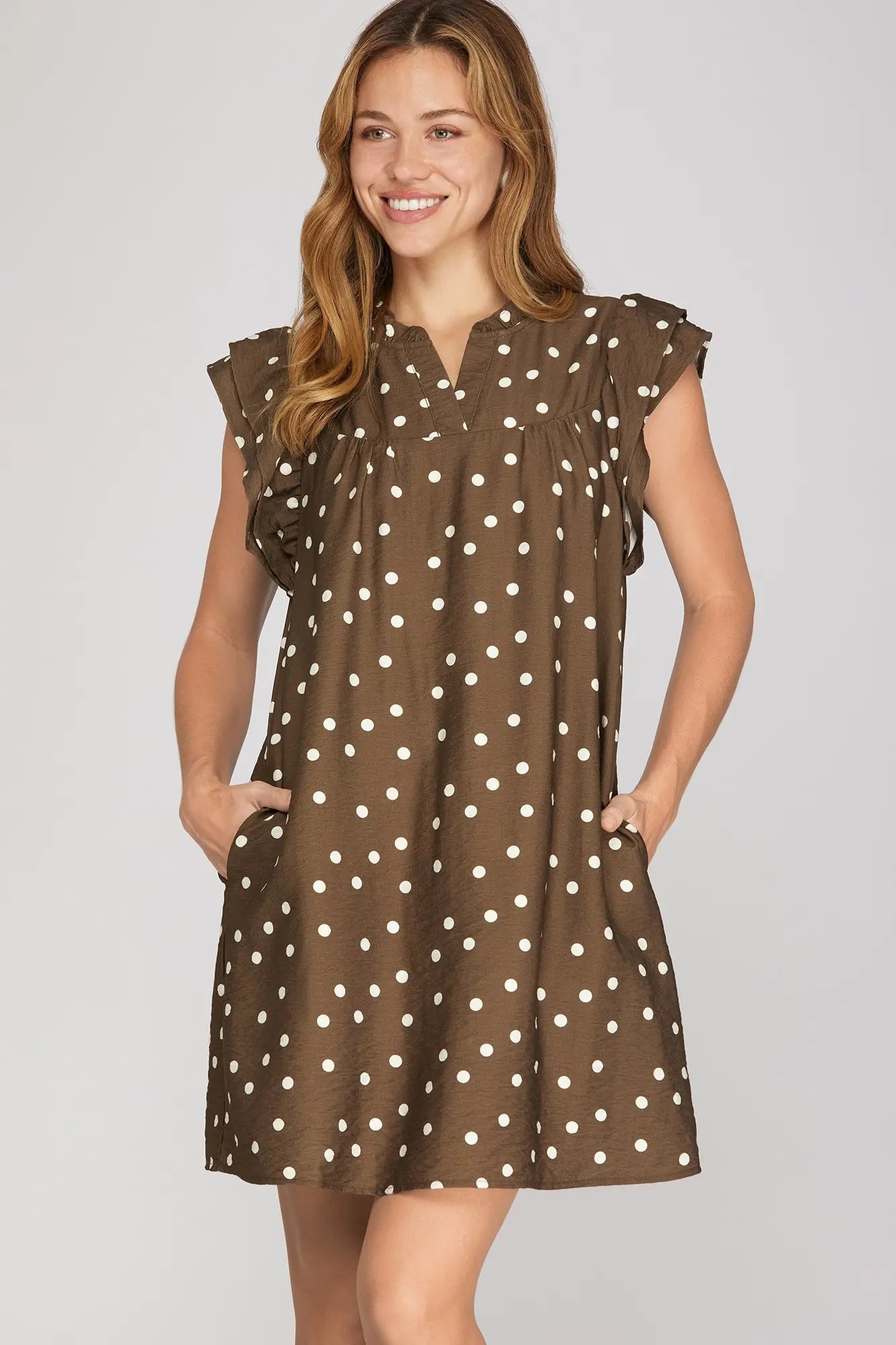 Mocha Moment Polka Dot Dress