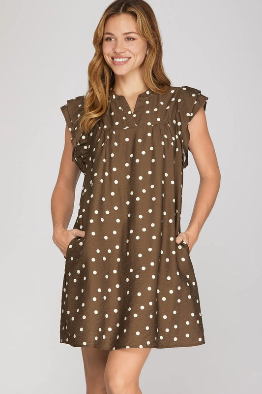 Mocha Moment Polka Dot Dress