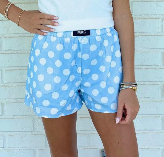 Lulu Mac Polka Dot Shorts- Light Blue