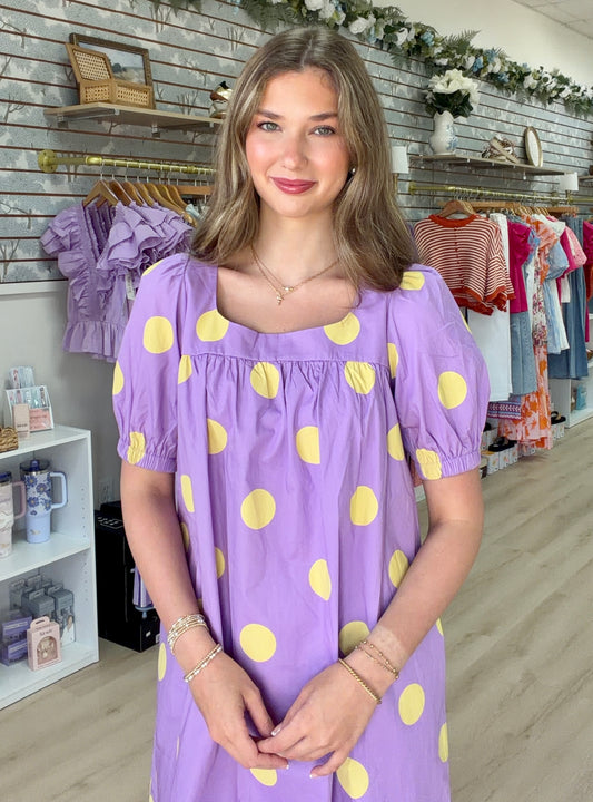 Gameday Polka Dot Puff Sleeve Dress