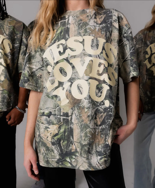 Camo Jesus Loves You Tee