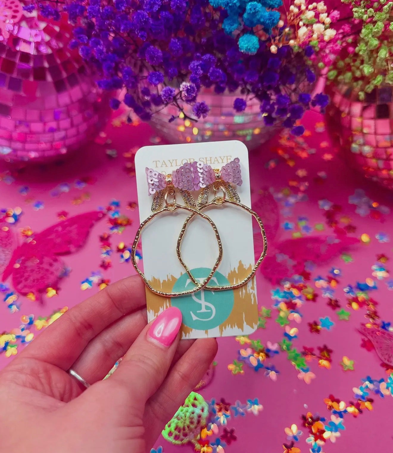 Light Pink Bethany Bow Hoops
