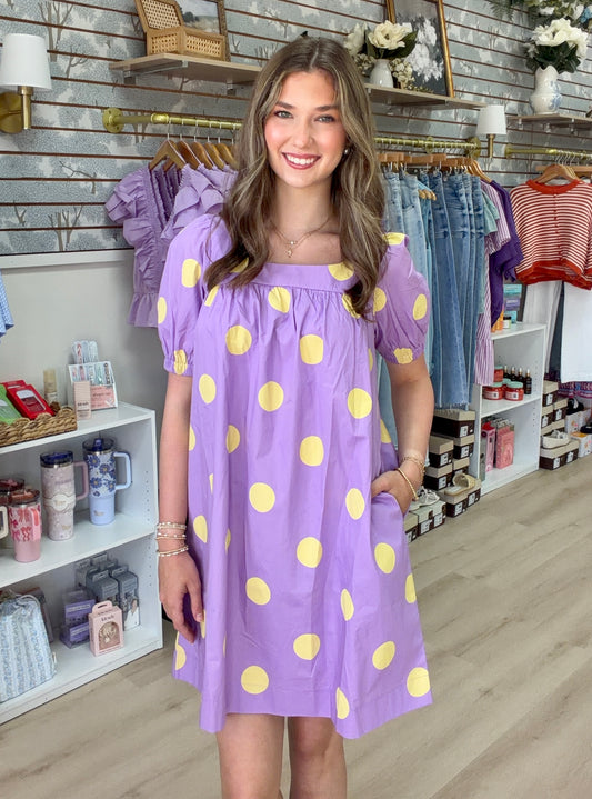Gameday Polka Dot Puff Sleeve Dress