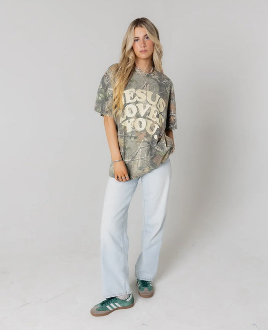 Camo Jesus Loves You Tee