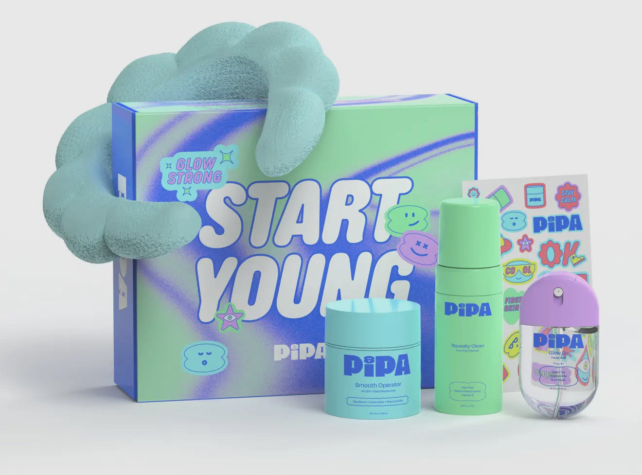 Pipa Skincare Start Young Gift Set, 3-Step Gentle Routine