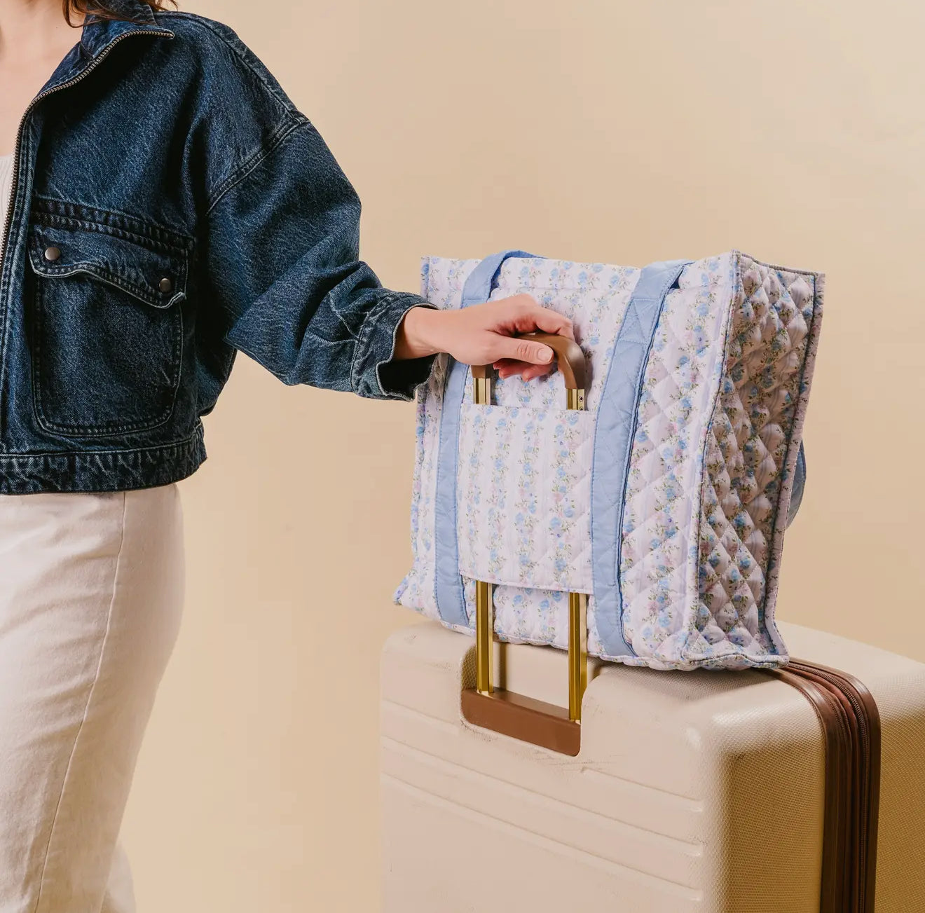 The Everyday Quilted Tote Bag-Petal Parade Blue