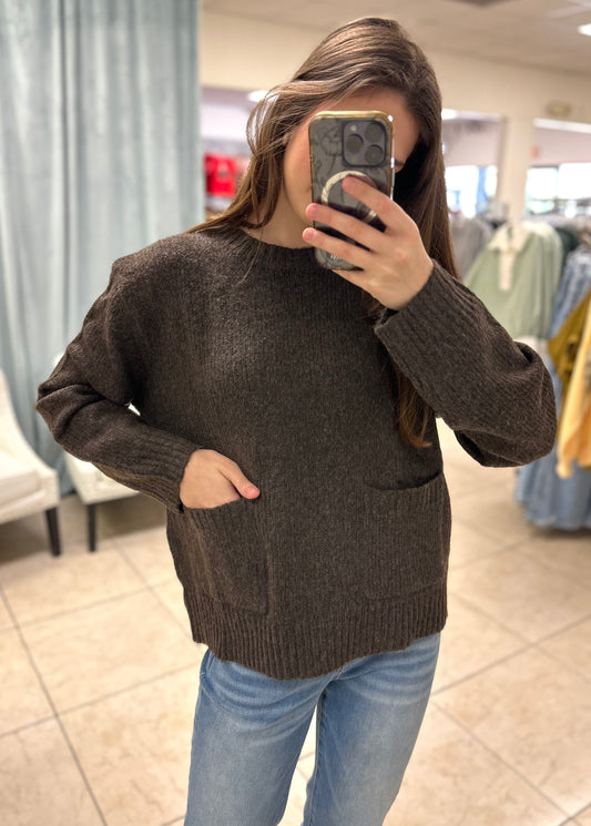 Cocoa Cozy Pocket Sweater