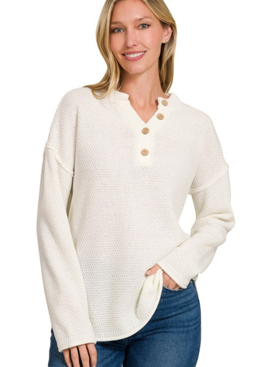 The Caroline Button Knit Pullover