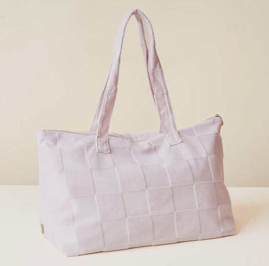 Terry Tote-Purple Check