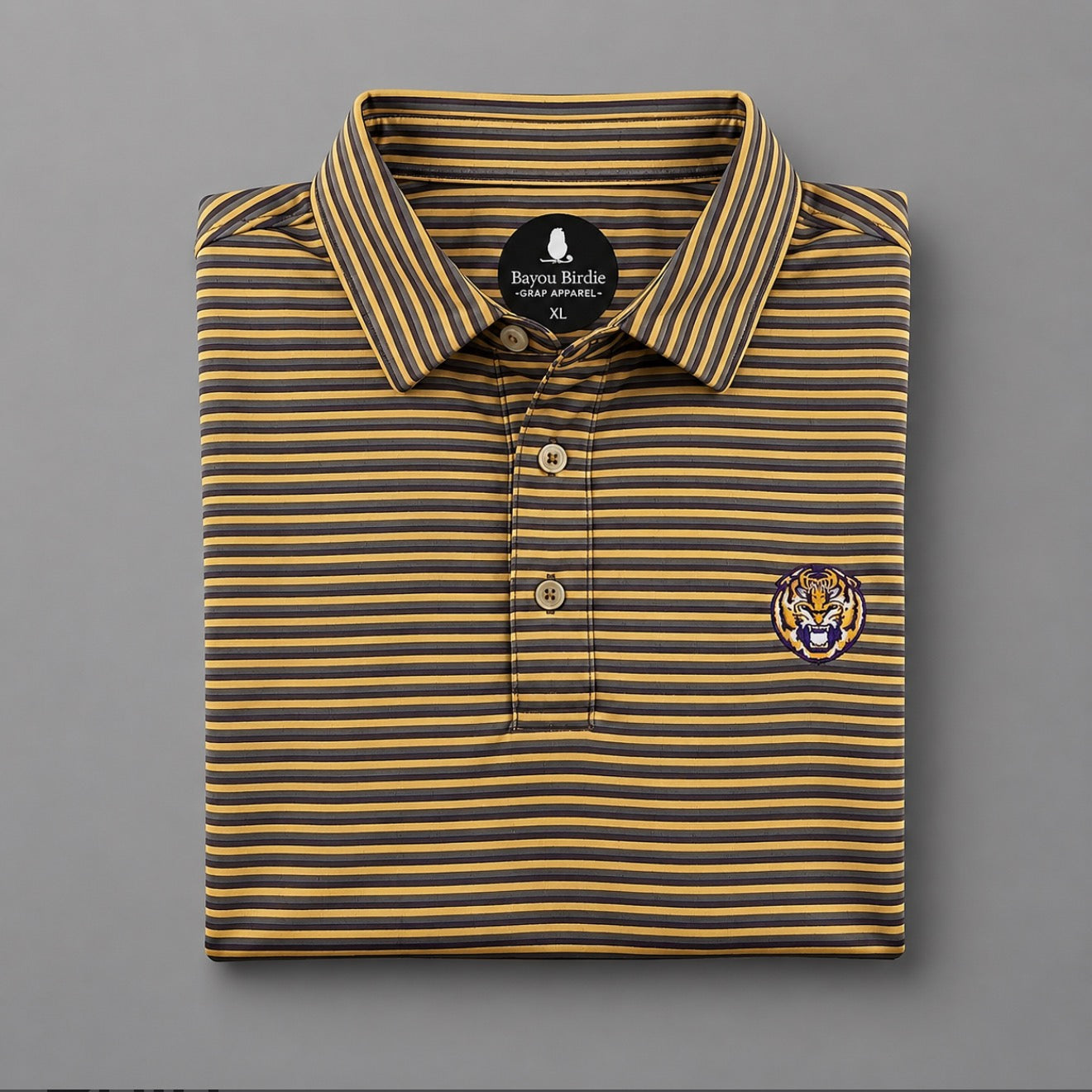 Tiger Gold/Gray/Purple Stripe Polo