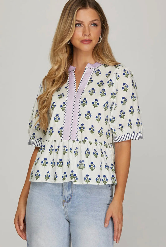 Poppy Garden Peplum Top