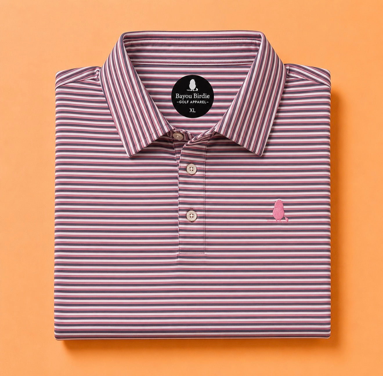 Pink-Grey-White Stripe Polo