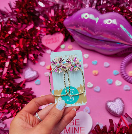 Pink Mix Sequin Sunburst Hoops