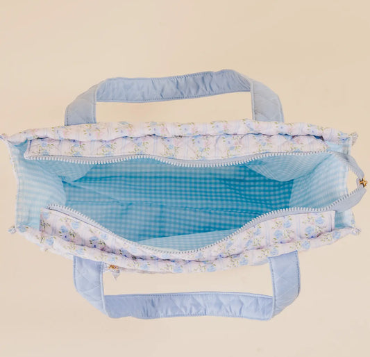The Everyday Quilted Tote Bag-Petal Parade Blue