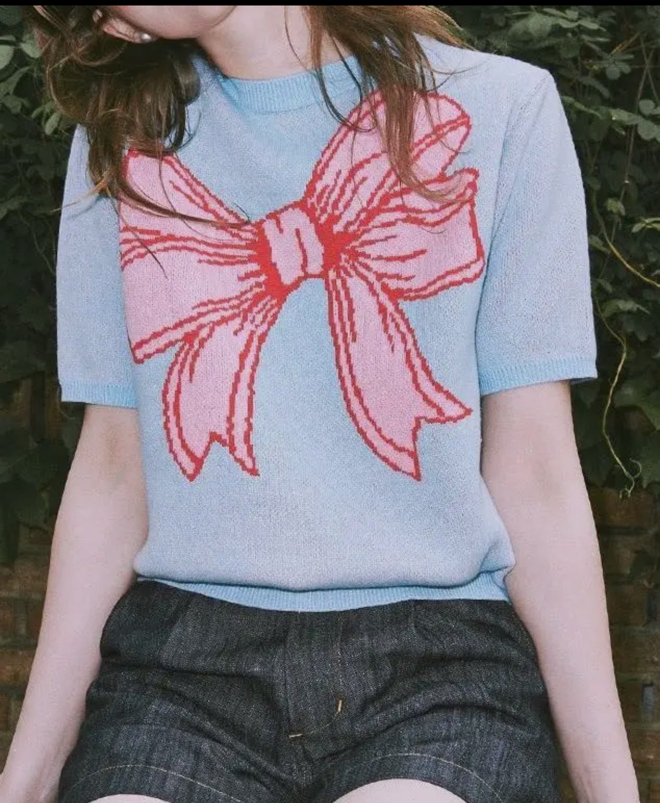 Blushing Bow Knit Sweater