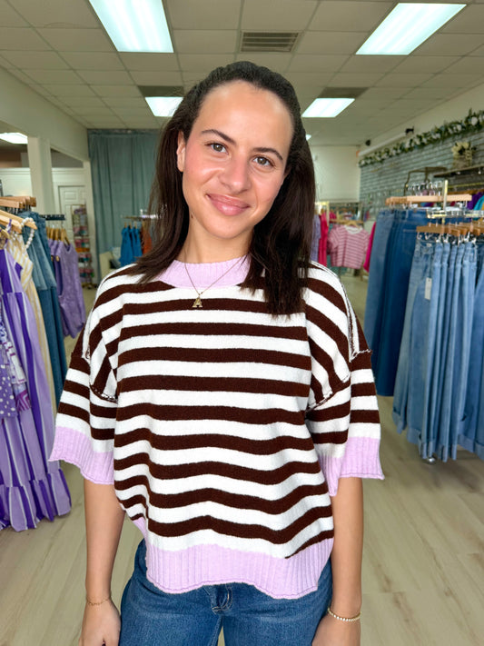 Audrey Rib Stripe Crop Sweater