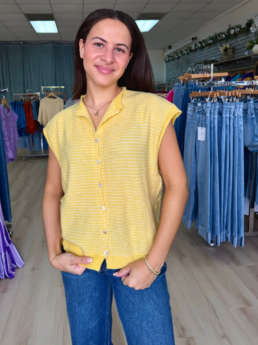 Piper Vest Cardigan - Pin Stripe