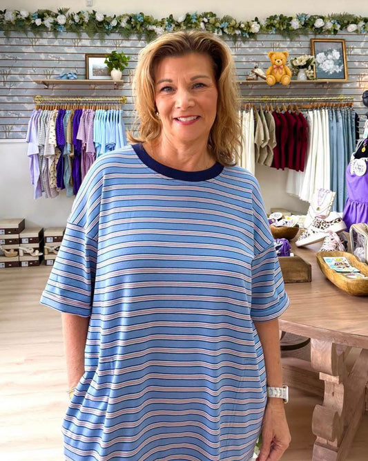 Remi Stripe Knit Pullover Big Top Dress