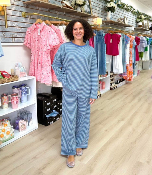 Coastal Calm Long Sleeve Lounge Set – Women's Two Piece Pant Set
