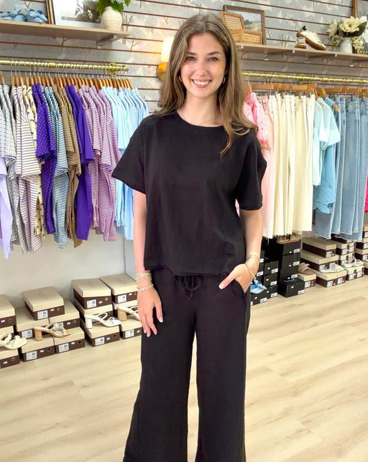 Lily Cotton Slub Tee & Pants Set