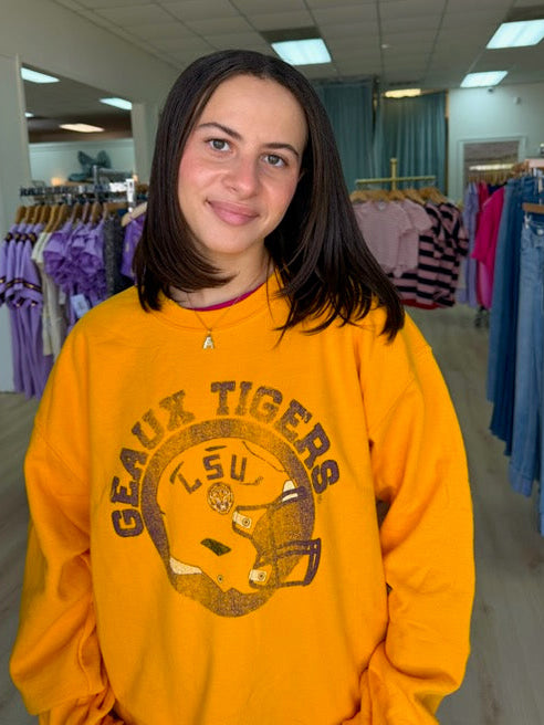 LSU Tigers Gold Circle Thrifted Sweatshirt