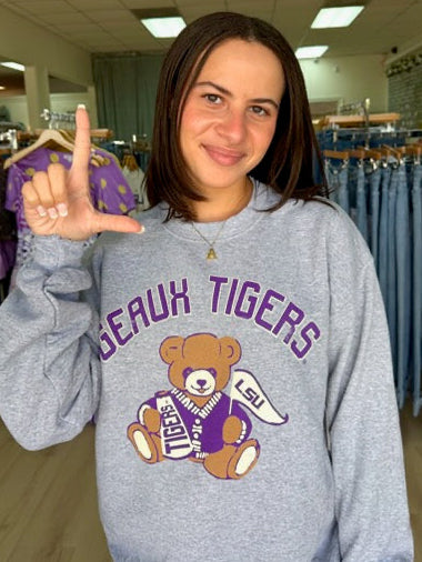 Geaux LSU Tigers Bear Thrifted Sweatshirt