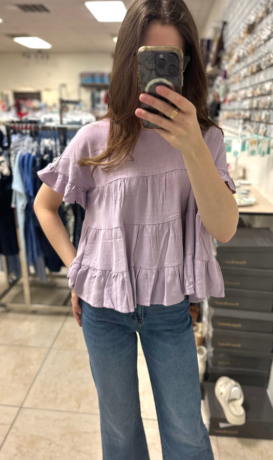Sweet Lavender Ruffle Top