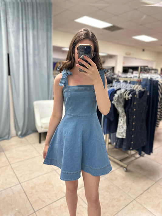 Sweetheart Denim Bow Dress
