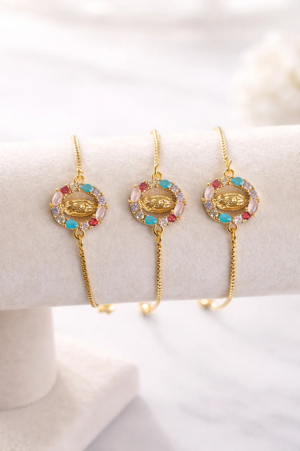Multi Color Virgin Mary Adjustable Bracelet