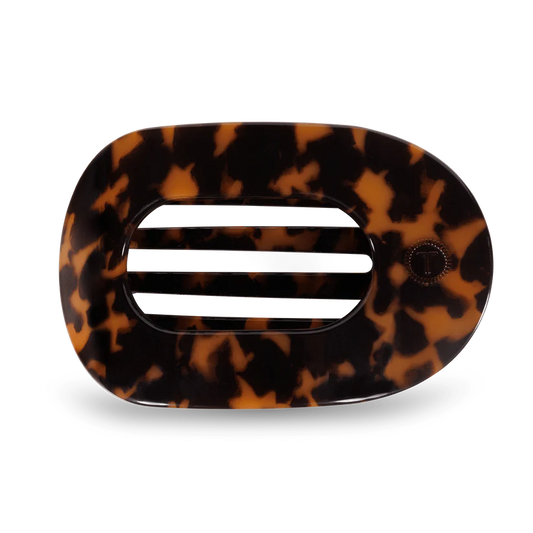 Tortoise Large Flat Round Hair Clip