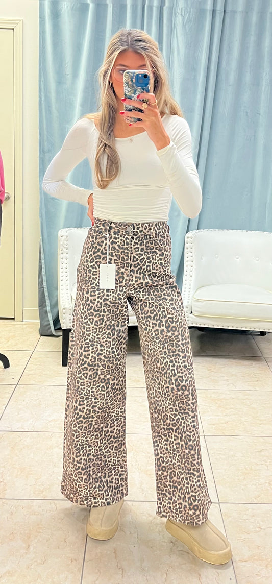 Savannah Leopard Wide-Leg Trousers