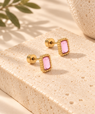 Screwback Stud Earrings - Madison Pink