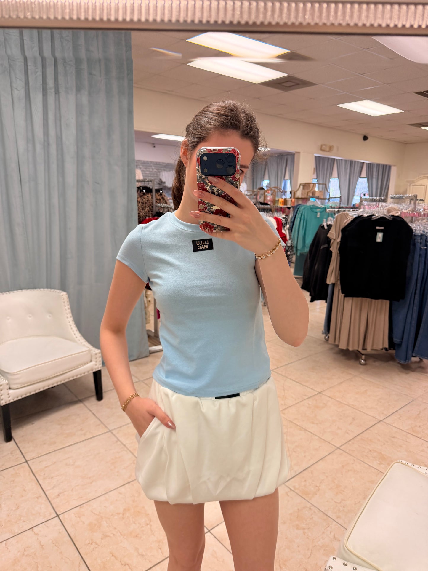 Lulu Mac Baby Doll Tee- Light Blue