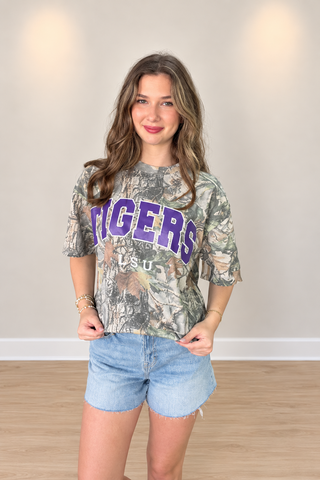LSU Tigers Oversized Camo Graphic Tee