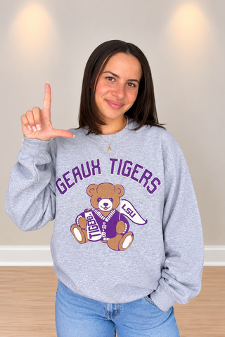 Geaux LSU Tigers Bear Thrifted Sweatshirt