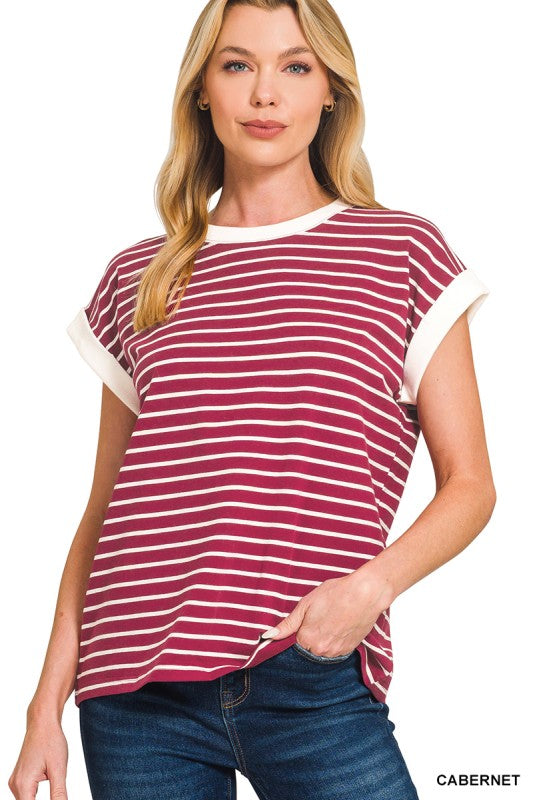 The Maren Roll-Stripe Tee