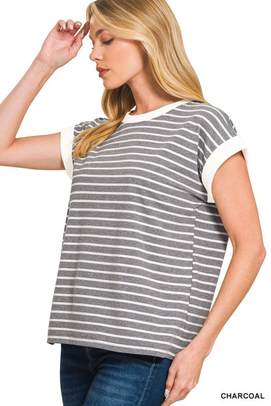 The Maren Roll-Stripe Tee