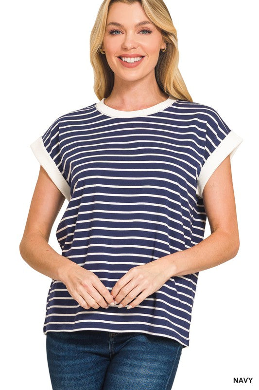 The Maren Roll-Stripe Tee