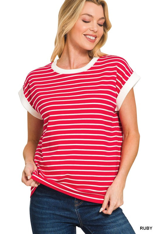 The Maren Roll-Stripe Tee